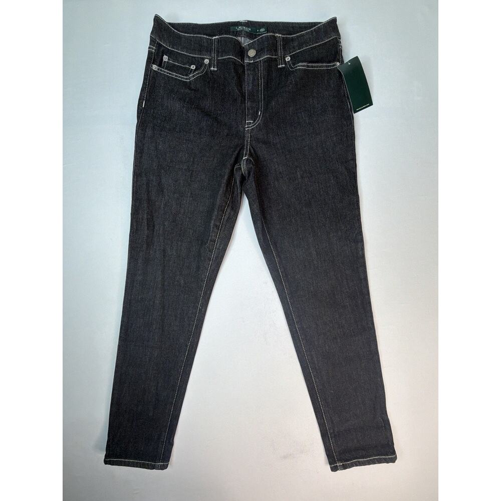 Ralph Lauren Jeans Co Jeans Womens 8 Dark Wash Black Contrast Denim High Rise NW